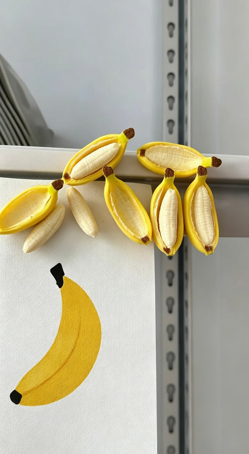 [3-Pack] Peel Me!— Banana Peel & Fruit Magnet Set – 2-Piece Realistic Fridge Magnets – Fun Stress Relief & Sensory Toy 🍌