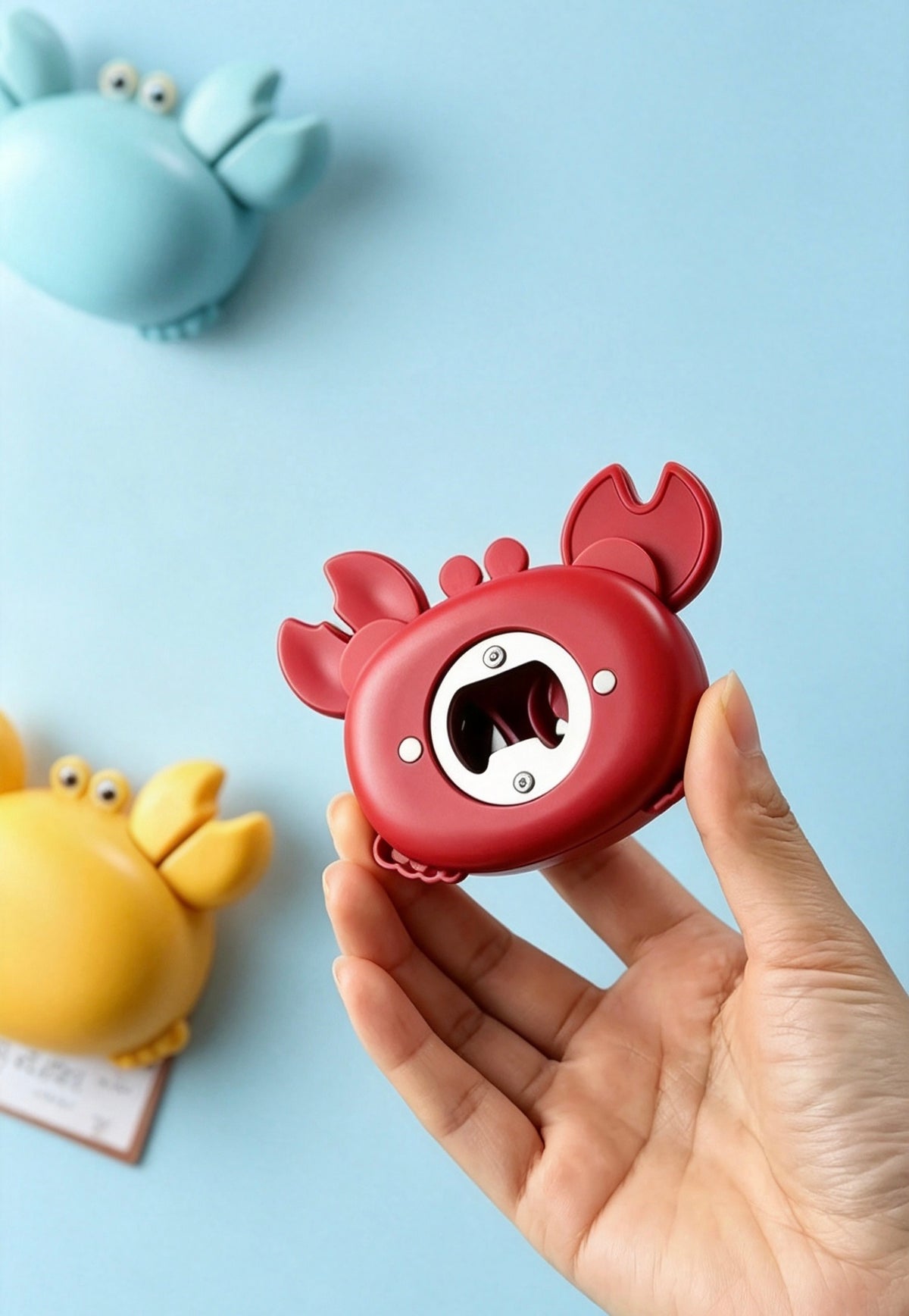 [3-Pack] 3-in-1 Fun Multi-functional Crab Bottle Opener, Fridge Magnet, Box Cutter, and Cartoon Portable Magnetic Scissors
