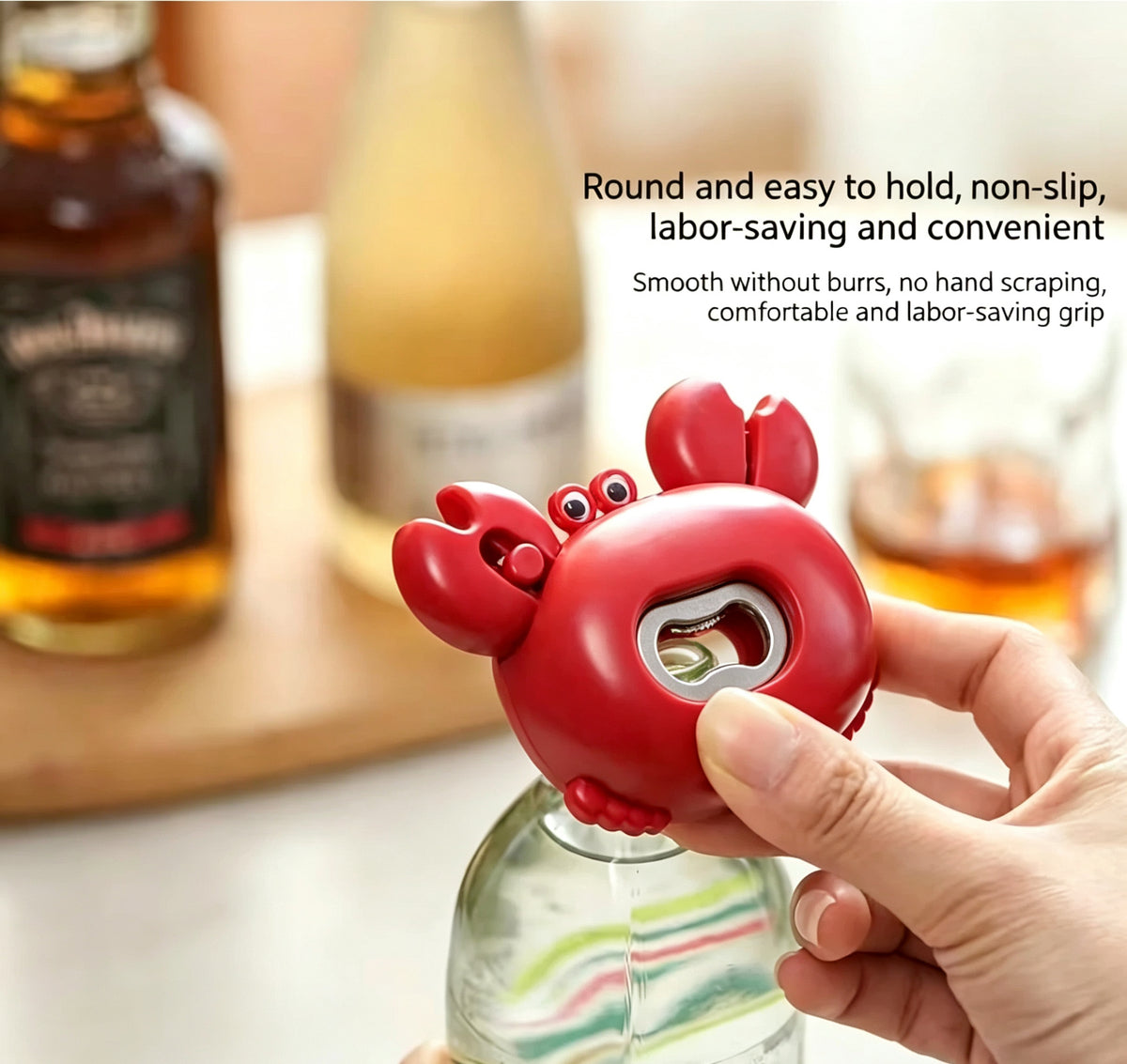 [3-Pack] 3-in-1 Fun Multi-functional Crab Bottle Opener, Fridge Magnet, Box Cutter, and Cartoon Portable Magnetic Scissors