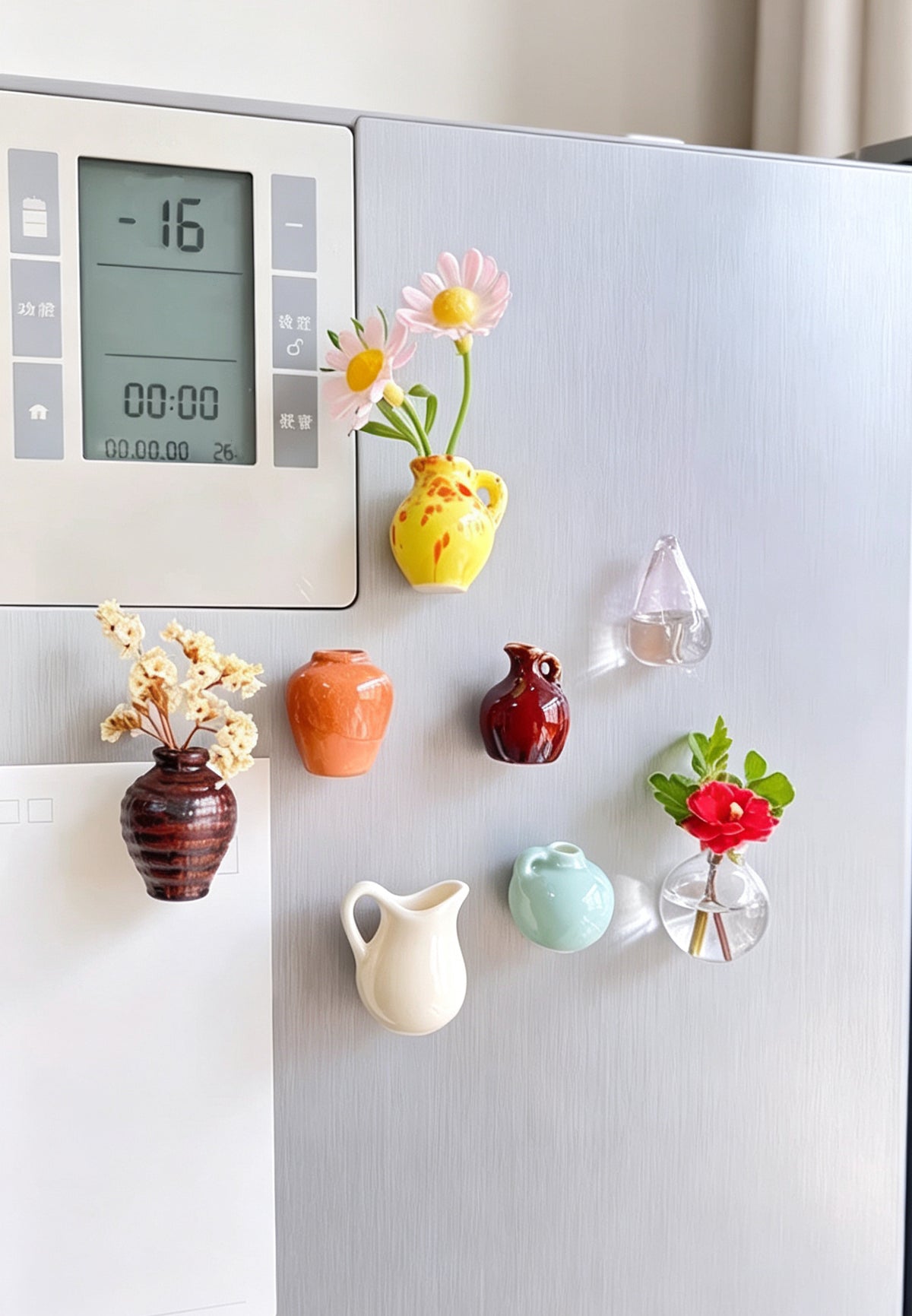 [4-Pack] Cute Ceramic Fridge Magnets – 8-Piece DIY Flower Set for Refrigerator & Home Decoration