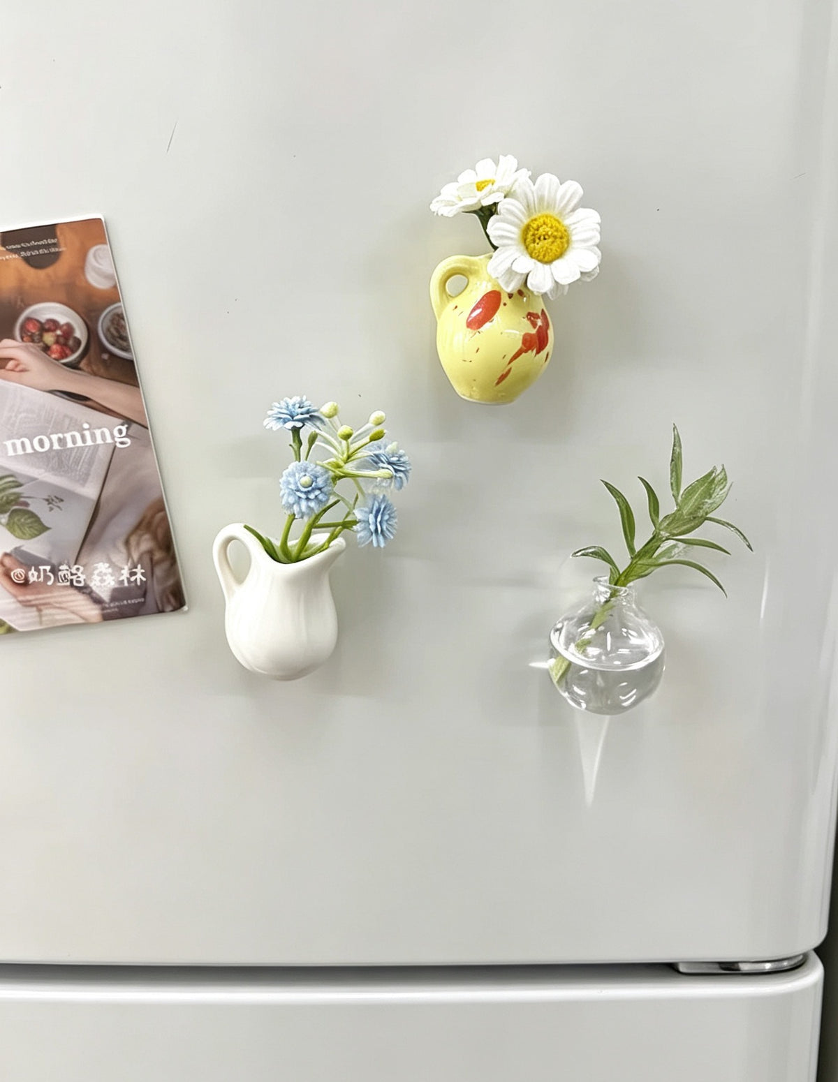 [4-Pack] Cute Ceramic Fridge Magnets – 8-Piece DIY Flower Set for Refrigerator & Home Decoration