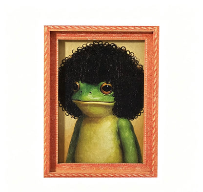 [3-Pack]  Funny Frog Magnet, Mini Fridge Magnet with Green Frog & Haircut Design, Modern Kitchen Decor, Durable Wood Construction for Refrigerator, Fridge, Refrigerator Decorating Magnet, Decorative Fridge Magnets