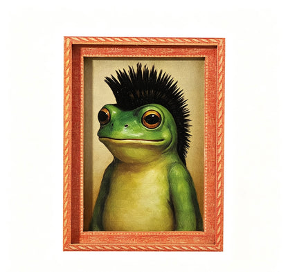 [3-Pack]  Funny Frog Magnet, Mini Fridge Magnet with Green Frog & Haircut Design, Modern Kitchen Decor, Durable Wood Construction for Refrigerator, Fridge, Refrigerator Decorating Magnet, Decorative Fridge Magnets