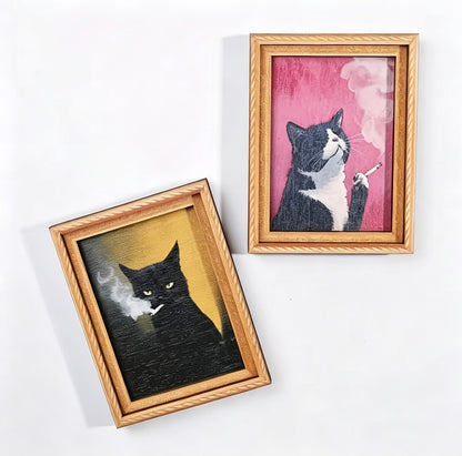 [2-Pack] Cute Cat Refrigerator Magnets Adorable Black & White Cat Design with Pink Accents Durable Bamboo Material Perfect for Home Office Decor Holiday Gifts and Kitchen Accessories Cat Accessories